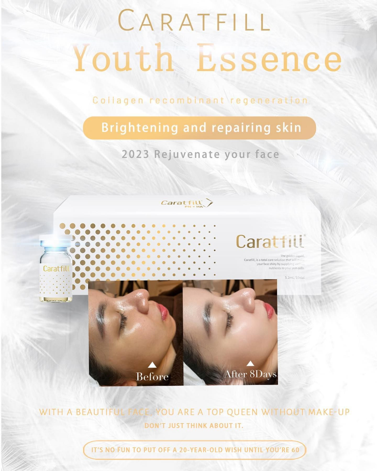 Korean Caratfill 5.2ml*10 Youthful Essence Skin Care Solution Koreayouth Age Reversal Energizer Skin Whitening Booster